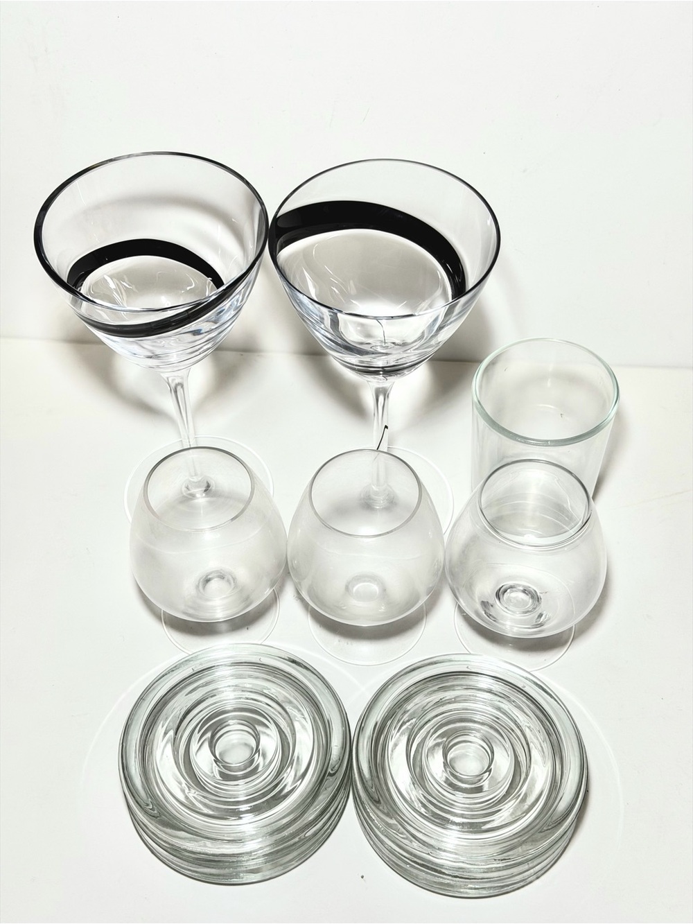 12-Piece Vintage & Modern Bar Glassware Bundle with Glass Coasters